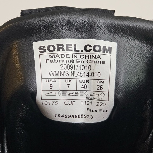 EUC SOREL Brex Heel Cozy Lace, Black/Sea Salt, Size 9 - Picture 6 of 7